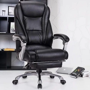 Multi-functional Black Leather Office Chair / Modern Computer Office Furniture / Swivel Chair