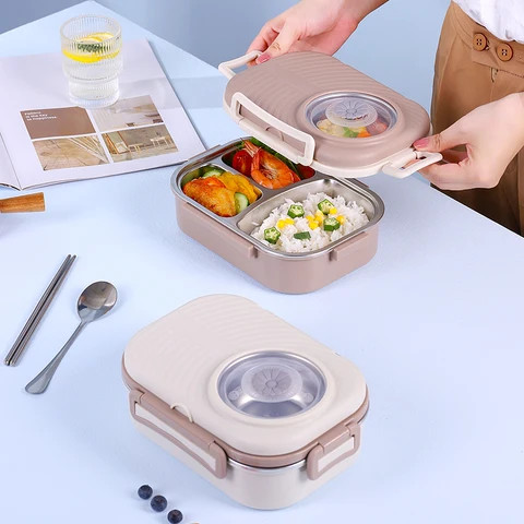 Multiple colors Wholesale Food Storage Container Microwavable Lunch Box Stainless Steel Compartment Bento Box