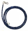 natural blue sapphire beaded necklace 3-4 mm sapphire faceted rondelle bead necklace blue sapphire necklace 18" Inch/45cm 65cts