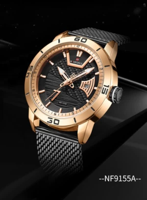 NAVIFORCE 9155A RGB Mesh Stainless Steel Watches Men Wrist New Design Day Date Sport Wrist Watch naviforce reloj
