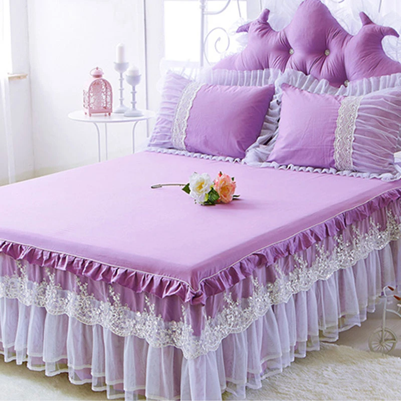 New Arrival 100% Cotton Fabric Beds Sheet 3 PCS 4 PCS Sets Hotel Home High Quality Princess Bed Cover Bed Skirt Sets