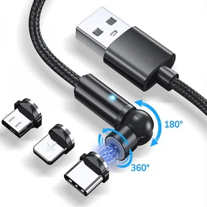 New Arrival 3 in 1 540 Rotate Magnetic Cable Micro USB Type C Cable 8 Pin Magnetic Charging Cable