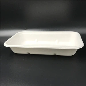 New arrival 750ml Eco friendly compostable bagasse pulp food tray disposable biodegradable sugarcane meat tray