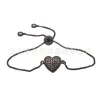 New Arrival Adjustable Link Chain CZ Micro Pave Heart Charm Bracelet Shiny CZ Micro Pave Heart Connector Bracelet
