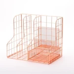 New Arrival OEM Factory  Metal Wire Mesh Office Supplies Storage Baskets And Jotter Rack For Desktop Use