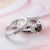 Import New Arrivals Black Gold Plated Couple Ring Round Cut Cubic Zirconia Black Stone Gemstone Wedding Ring Set from China
