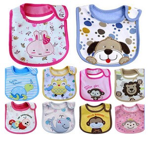 new design embroidered cotton baby bibs polyester printing cute baby drool bibs