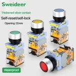 New Waterproof LED 22mm Momentary Reset Self Locking Power Push Button Switch with Light for Mechanical Equipment