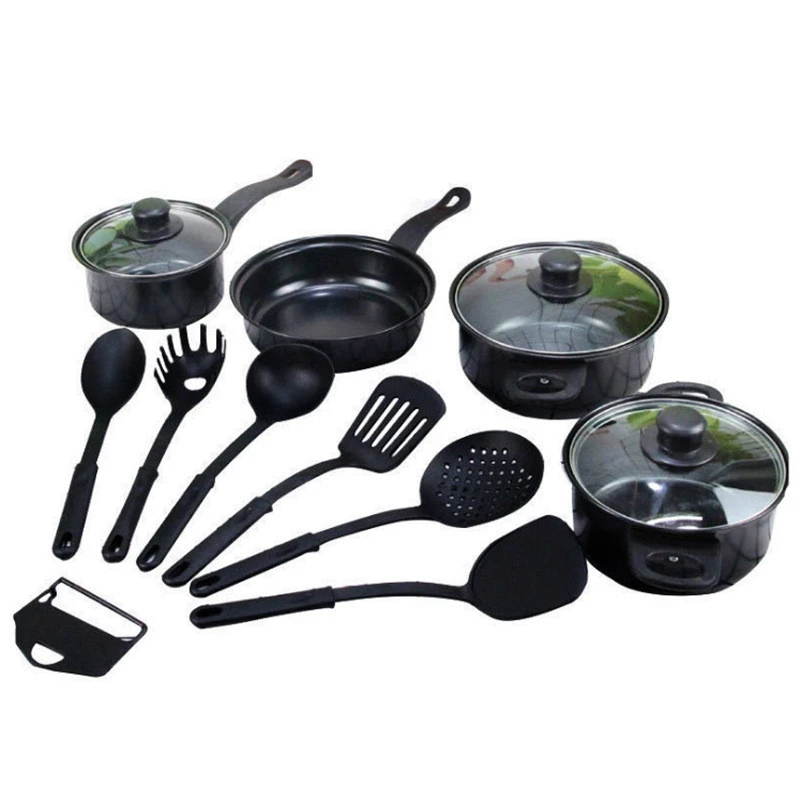 Newest product stainless steel cookware set 13pcs Frying pan cookware sets on sale nonstick Fine iron cookware sets non stick