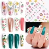 Newest spring season nail stickers flower sunflower leaf summer nail decals colorful self-adhesive spring nail art