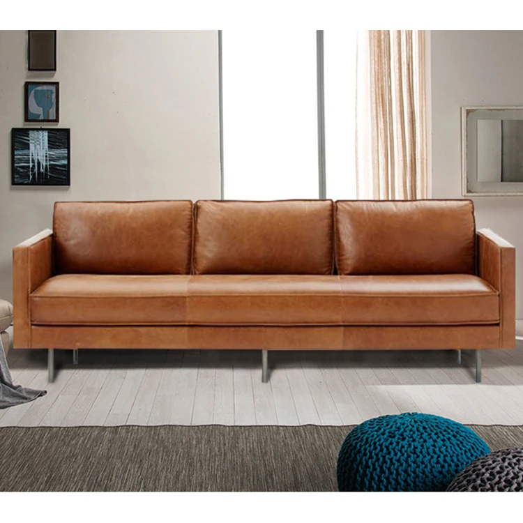 Nordic Style Modern Love Seat Comfortable Top Leather Living Room Sofa Set Furniture