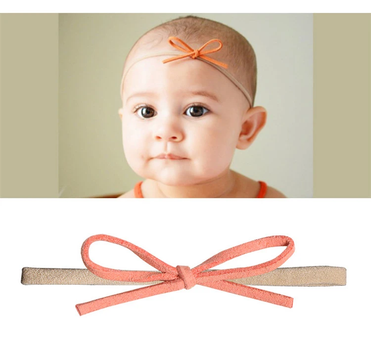 Nylon Kids Headbands Simple Design Newborn Baby Girl Hair Band Elastic Soft Fabric Flower Baby Bow Custom Thin Headband