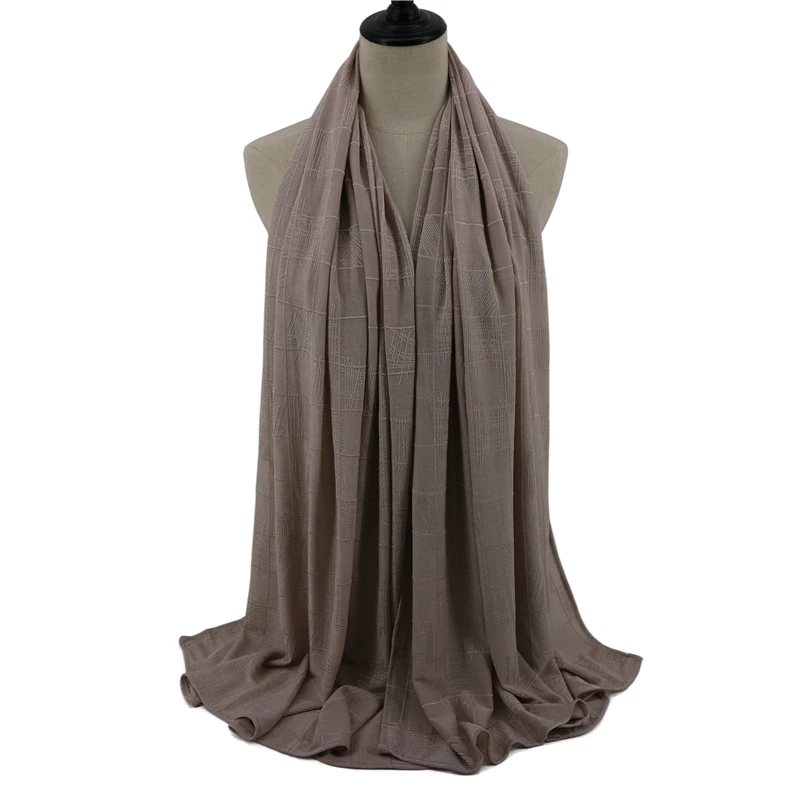 Nylon Yarn Women Hijab Wholesale France Design New Plaid Head Scarf Muslim turban scarf shawls