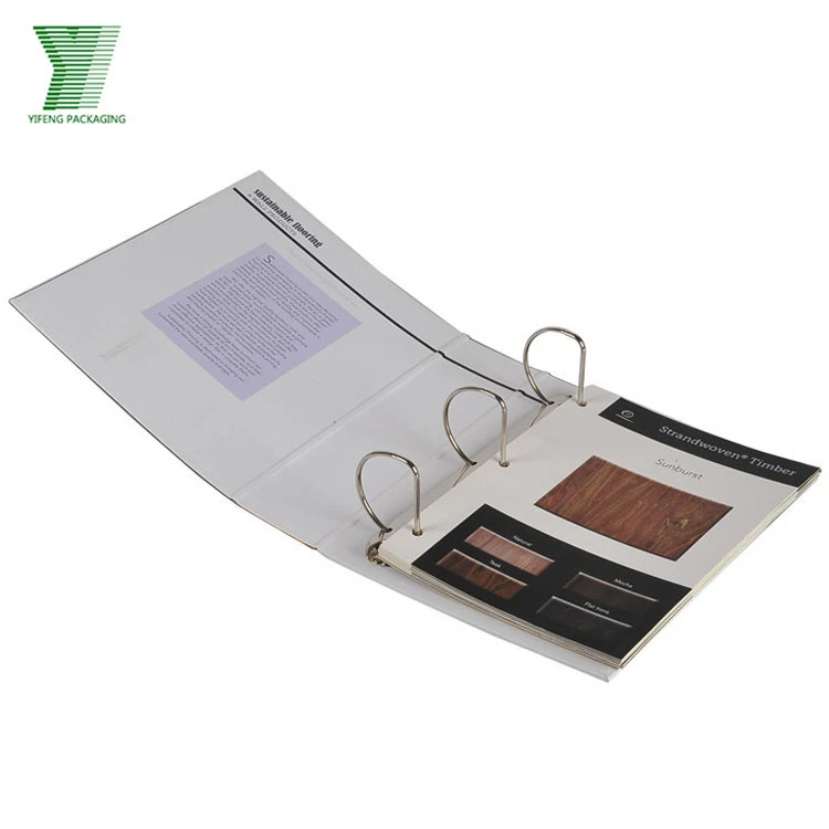 Office school supplies wholesale CMYK printing recycle cardboard customized logo A3 A4 size 3 ring binder paper file folder