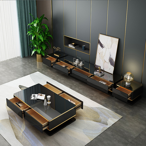 Other living room furniture square tv table and coffee table set modern marble top coffee table
