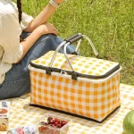 Outdoor Foldable Picnic Basket Insulated Lunch Bags Storage Box Camping Picnic Basket