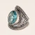 Import Oval Shape Unique Design With Blue Crystal Gemstone Silver Color Brass Ring With Natural Brass Material Stone Ring from India