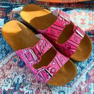 Paisley print open toe womens sandals summer beach slides slippers shoes  ladies designer sandal