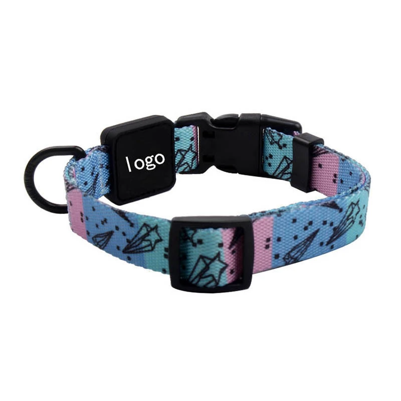 Pet products beautiful glossy sublimation printing LOGO dog collar with D-ring