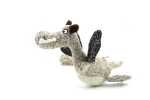 Pet Toys Squeaky Knit Dino Brown Plush Stuffed Chew Dog Toys