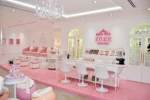 Pink Double Nail Table With Pedicure Chair For Hot Sale
