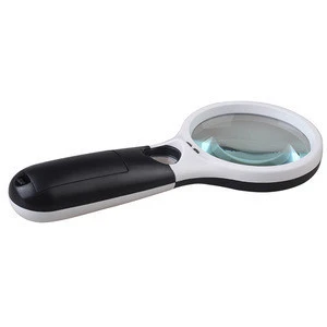 Plastic 3 LED Light 3 X 45X Lamp Jewelry Loupe White and Black Handheld Magnifier Reading Magnifying Glass