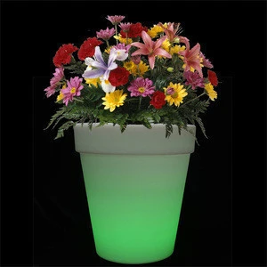 plastic garden decorative led light up flower pot planters