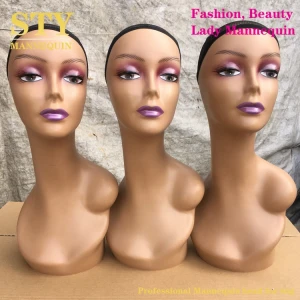 Plastic mannequin head supplier mannequin female with shoulders wig mannequin head stand
