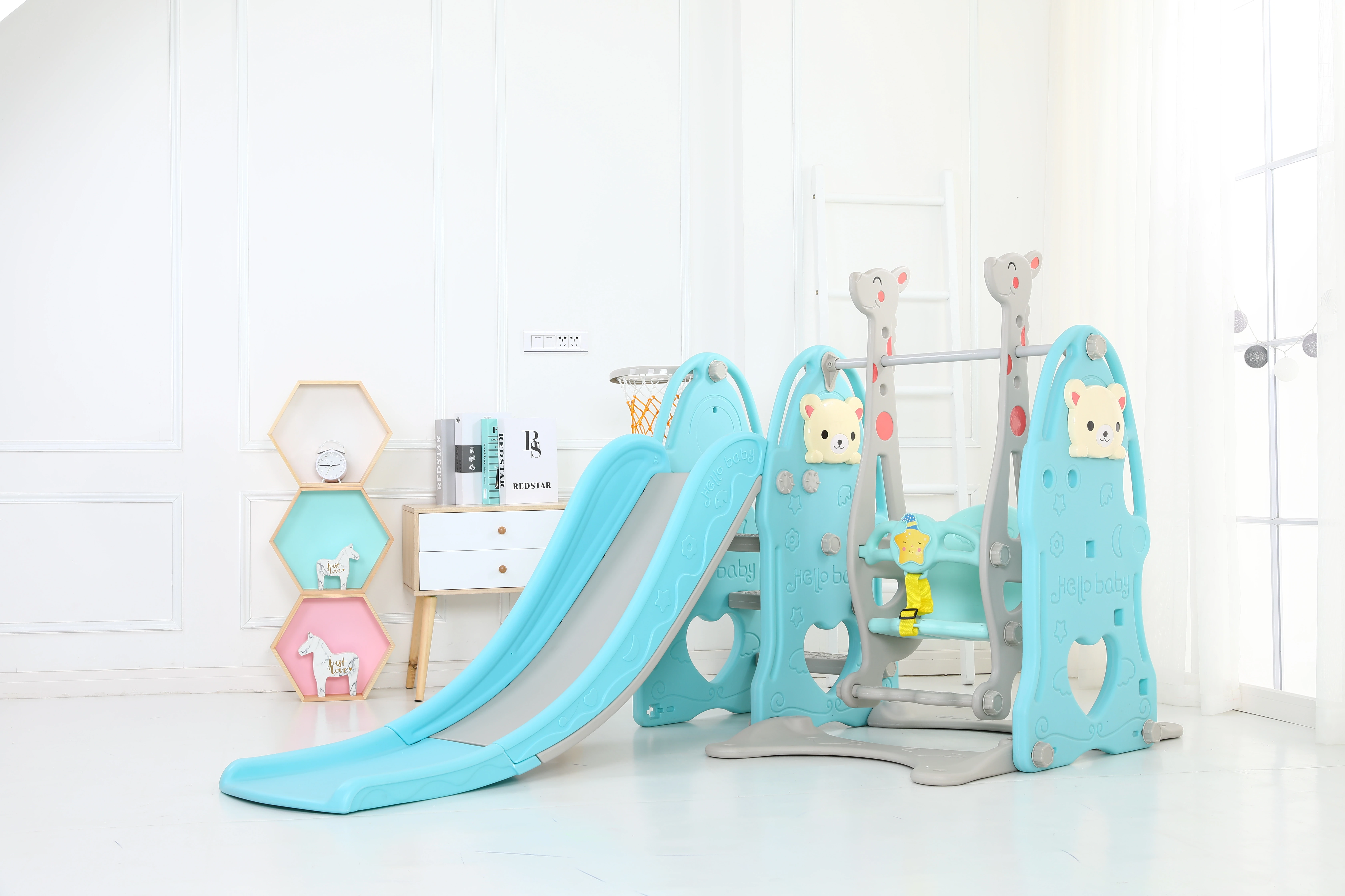 Plastic slide for children independent play indoor playground