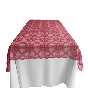 Polyester Red White Snowflake Lace Tablecloth Stock For  Christmas Home