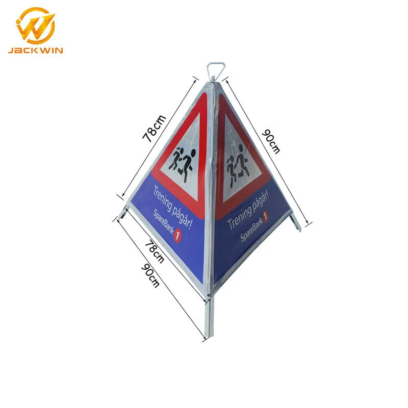 Pop-up foldable tripod warning sign European markert safety signs in construction folding traffic signs