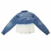 Popular Casual Fancy Short Tops Medium Blue Jeans Denim Women Jacket fade color denim jacket