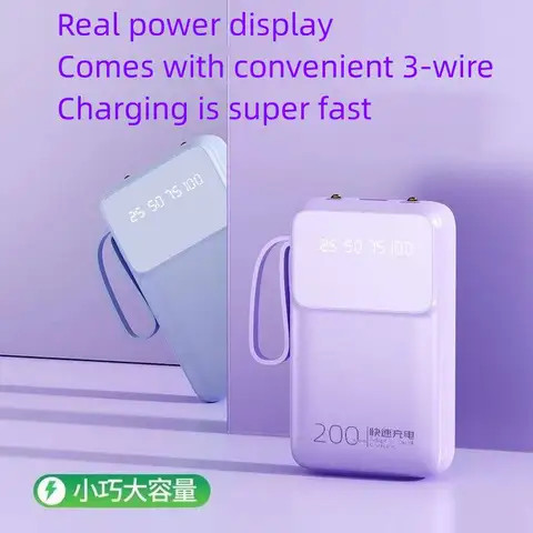 Power digital display 20000mAh Power Bank Portable Charging LED Mirror Back Power Bank External Battery Pack Mini Powerbank