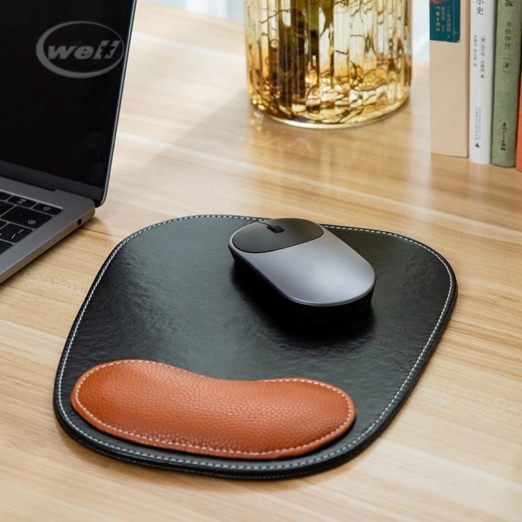 Premium Water Proof Gaming Ergonomic Wrist Rest PU Leather Custom Mouse Pad with Custom Logo Printed