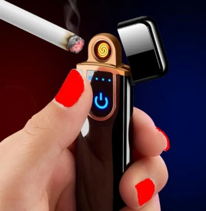 Printing logo to develop metal USB charging lighter wind proof touch induction electric hot wire cigarette lighter Rechargeable