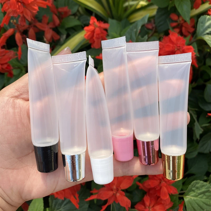 Private Label 10ml 15ml Transparent Clear Silver White Black Pink Empty Lipgloss Squeeze Custom Logo Lip Gloss Containers Tube