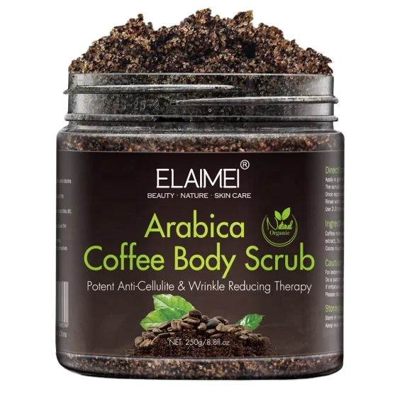Private Label Organic Face and Body Skin Whitening and Peeling Natural Arabica Coffee Body Scrub