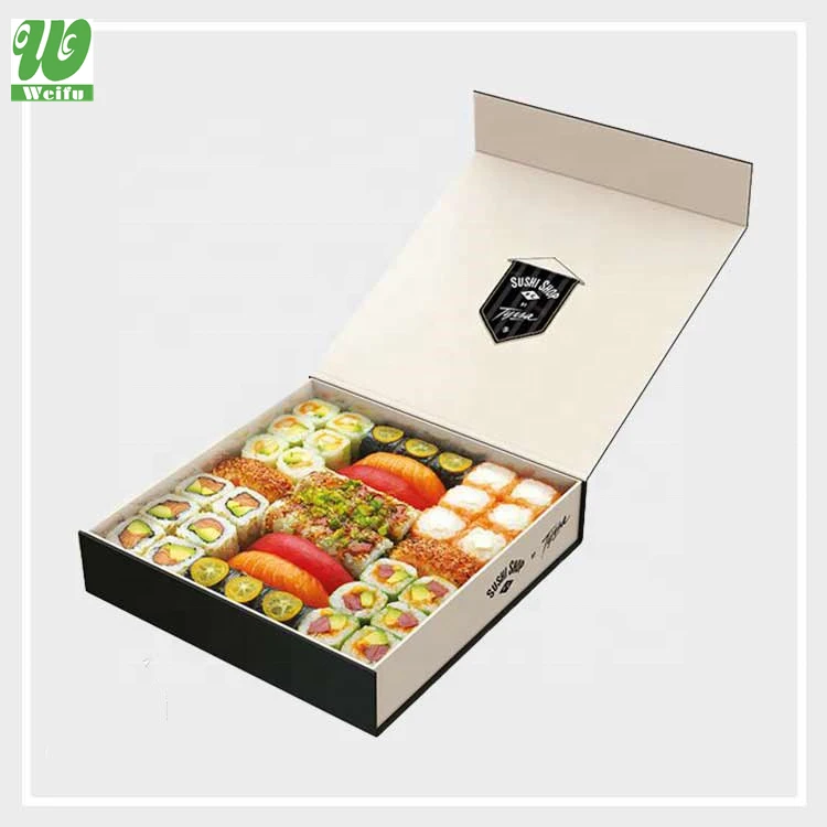 Production custom White Card Board Food Grade  Disposable Paper Food Sushi  Packaging Paper Box Sushi Togo box  sushi delivery