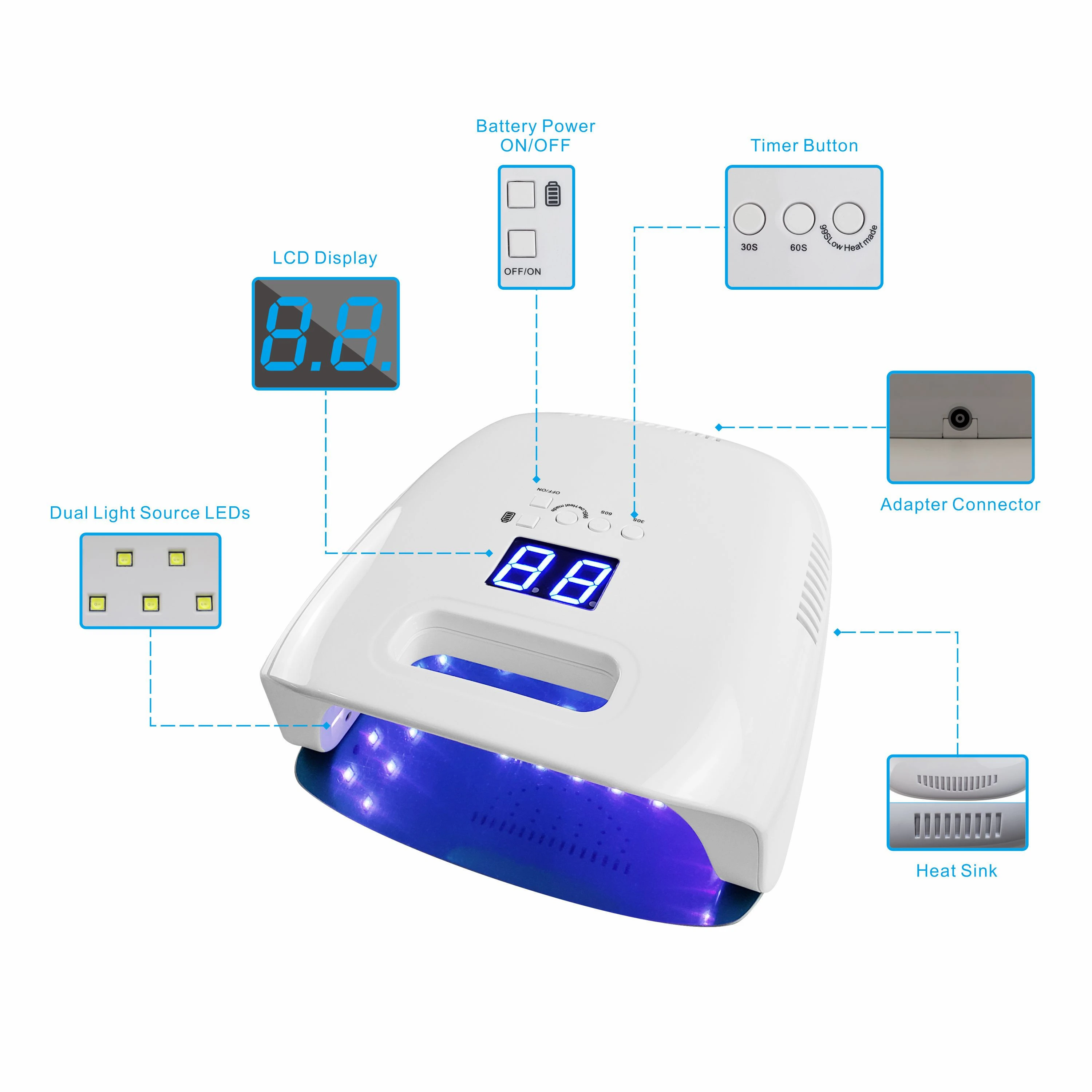 Professional gel light salon smart machine cordless rechargeable equipment nail dryer lamp