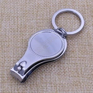 Promotion gift carbon steel key chain nail clipper with bottle opener
