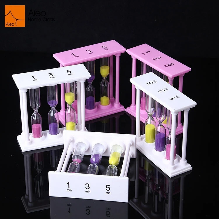 Promotional Combination Pink/White/Wood Sand Timer 1 3 5 min Tea Timer Hourglass With logo For Kid