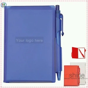 Promotional plastic case packed memo pad , note pad with pen for school and office