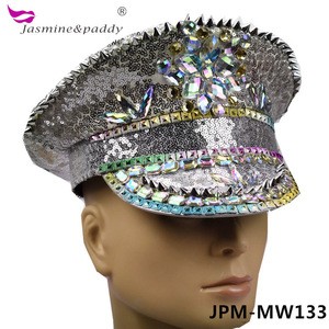 Punk Sequin cap rainbow rivet colorful diamond party hat