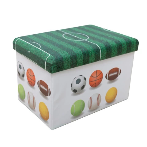 PVC printing  foldable ottoman storage cube folding organizer ottoman toy box for children