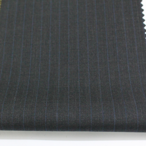 ready stock merino worsted mens wool blended suit fabrics for tweed fancy with charcoal gray stripe