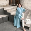 Real Fox Fur Collar Double Face Cashmere Wool Women Coat Winter Fashion Cashmere Coat Women