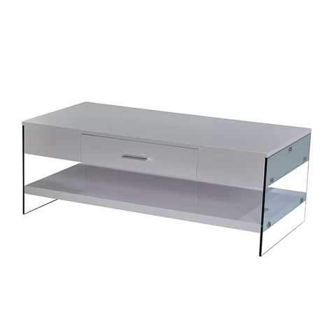 Rectangle living room furniture cafe table with clear glass top