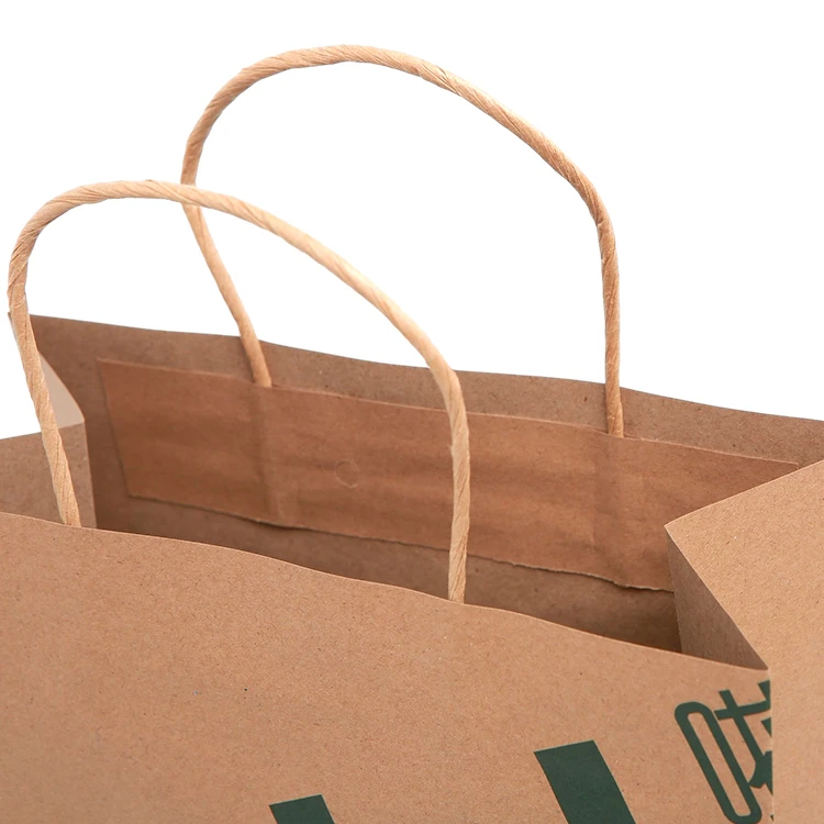 Recycled Custom Shopping Packaging Brown Kraft Paper Bags With Handles
