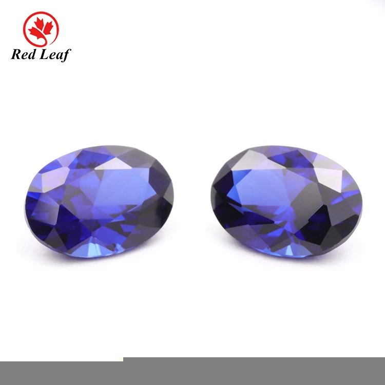 Redleaf Jewelry 5aquality Corundum Gemstones Stone Man-made Loose Corudum Gems for Wholesale Oval Shape 34# Sapphire Blue Heat