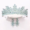 Romantic baroque forest crystal jelly leaves opal stone tiaras royal queen bridal crowns wedding headpiece earring crowns sets